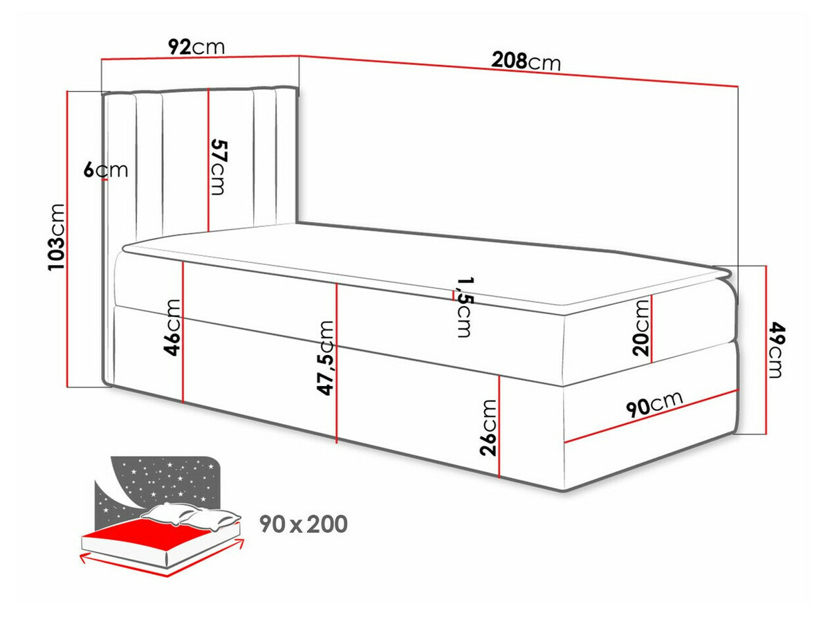 Boxspringbett Mel I (Kameleon 63)
