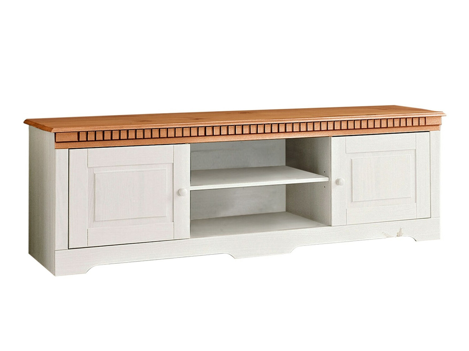 TV-Möbel Cavfelo 108 (Weiss + Eichenholzoptik Honig)