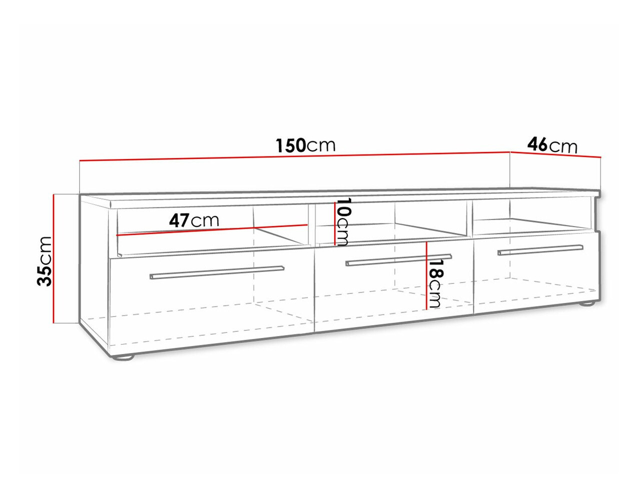 TV-Möbel Uva I (Weiss + Schwarz glänzend)