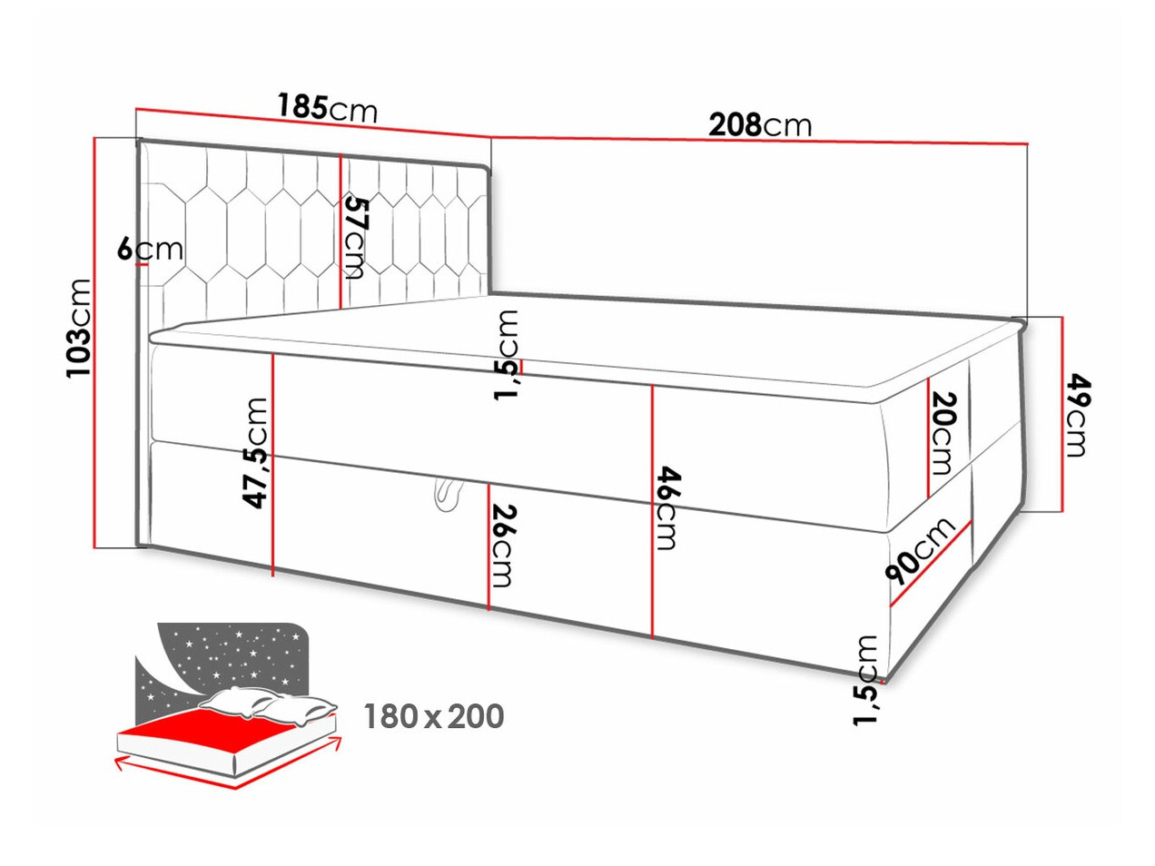 Boxspringbett Pons III (Fresh 1)