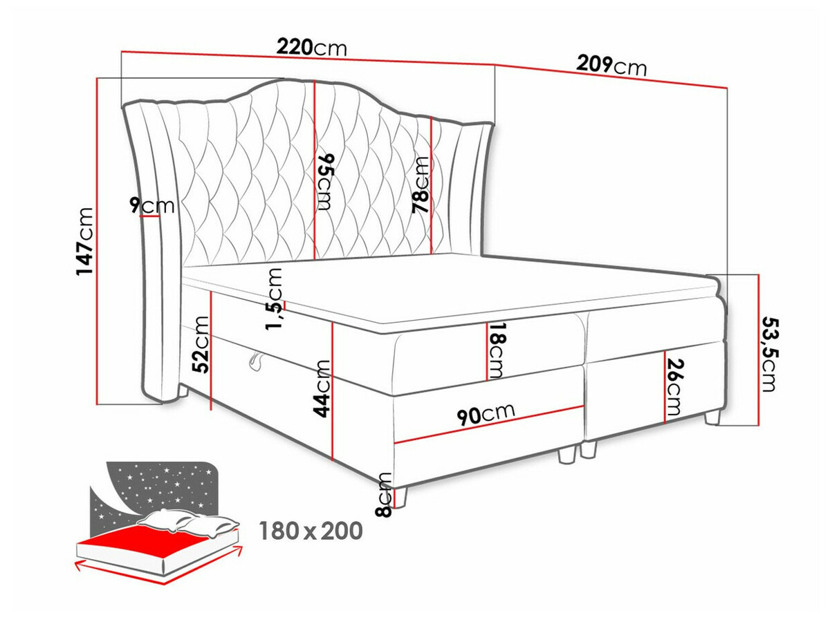 Boxspringbett Baltimore 183 (Fresh 4)