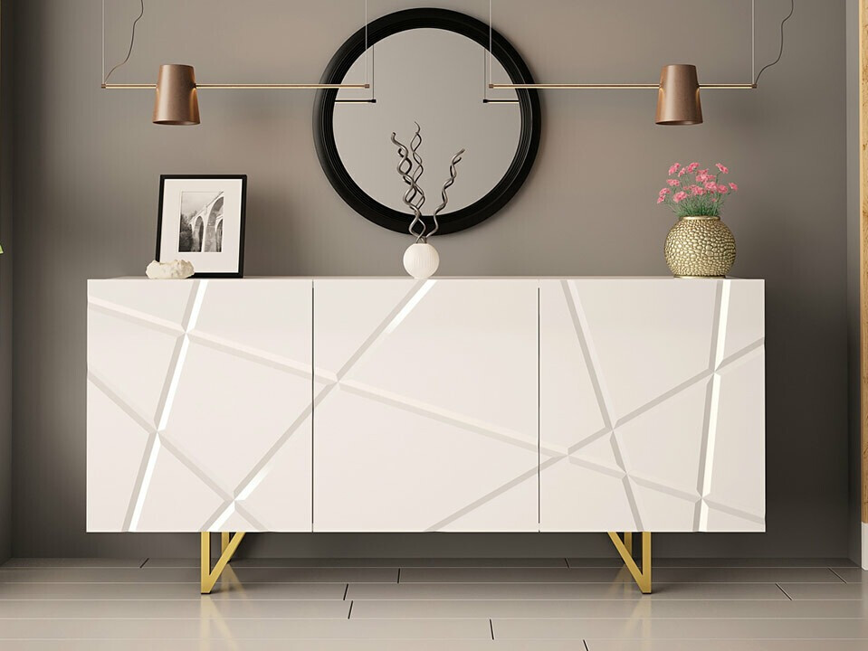 Sideboard Audis (Weiss + Weiss glänzend)