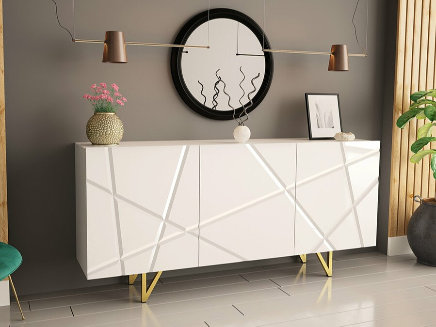 Sideboard Mavmave 101 (Weiss + Weiss glänzend)