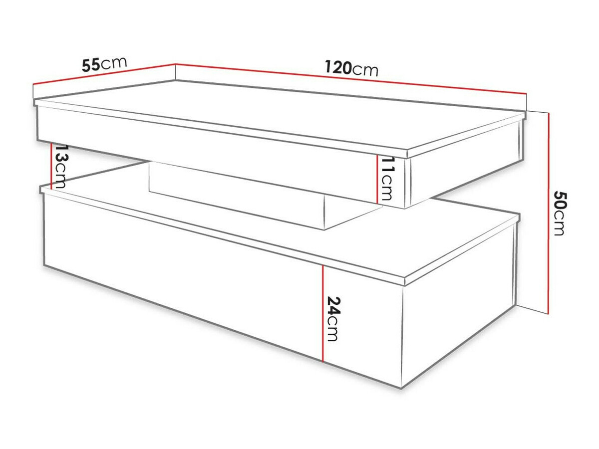 Couchtisch Monfero (Schwarz + Schwarz glänzend)
