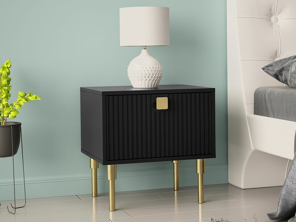 Nachttisch Merced S103 (Schwarz + Gold)