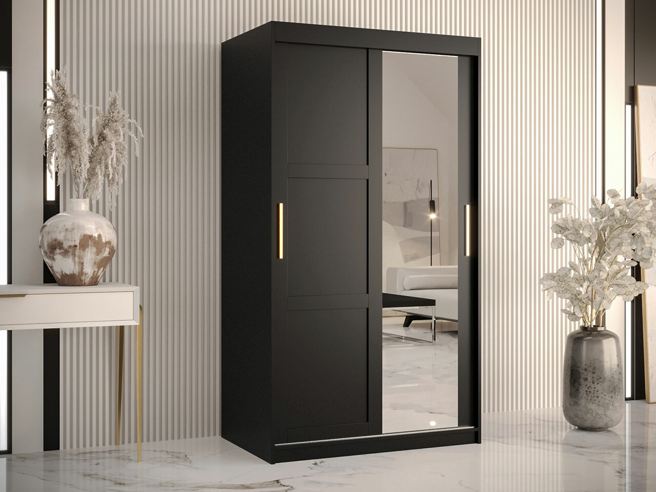 Kleiderschrank Ferfere 103 (Schwarz)