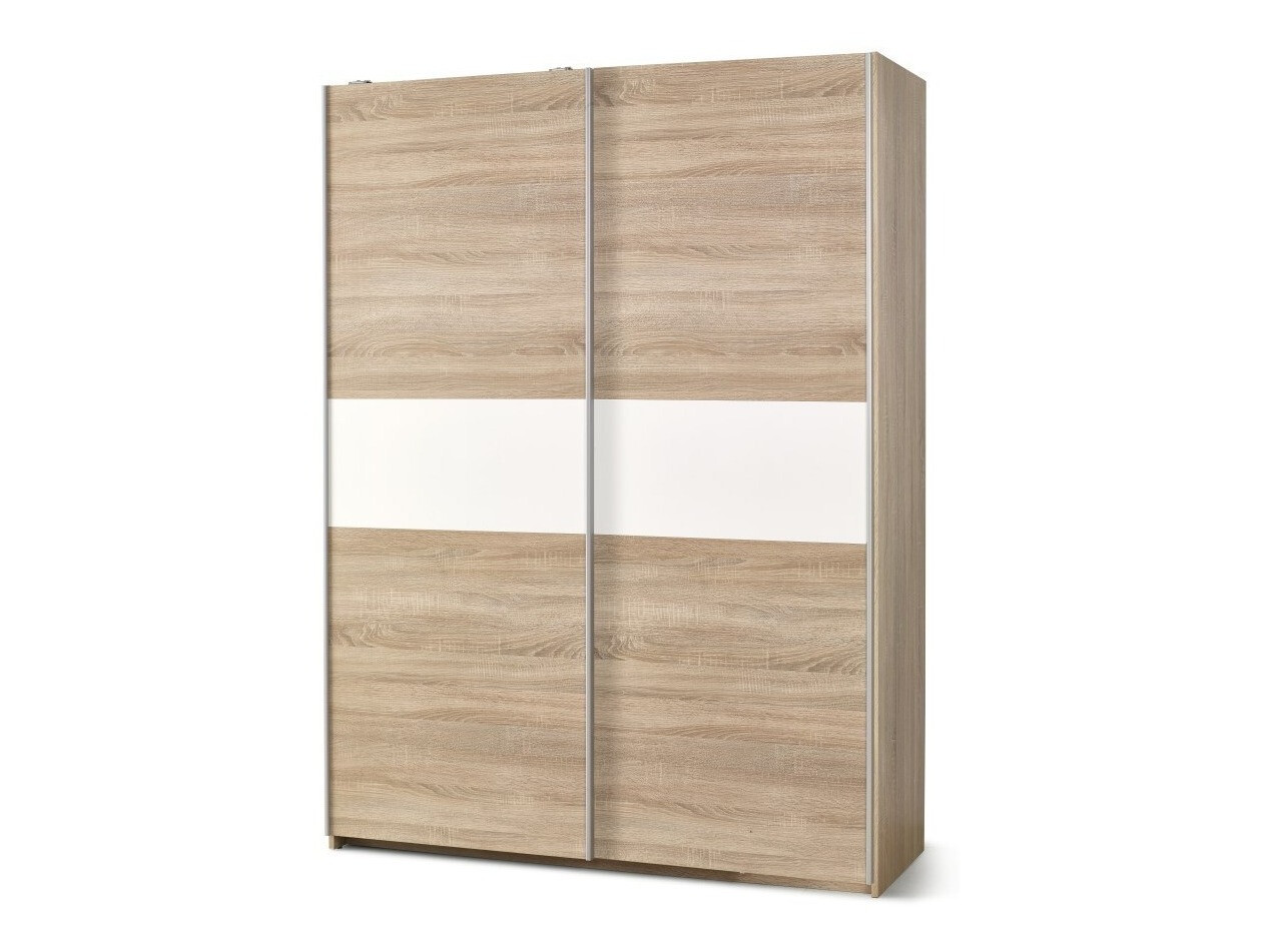 Kleiderschrank Cirveso 110 (Sonoma eichenholz + Weiss glänzend)