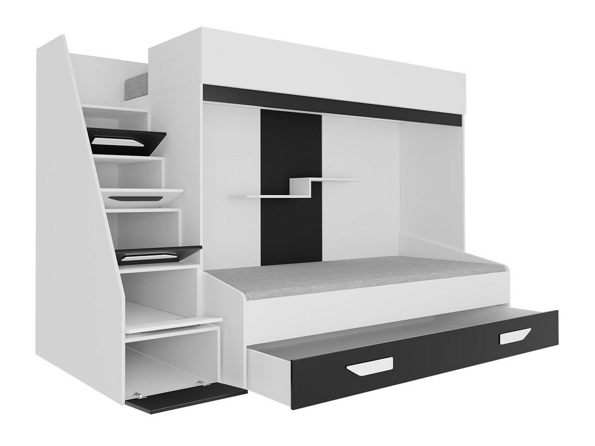 Etagenbett Hartford 356 (Weiss + Weiss glänzend + Rosa)