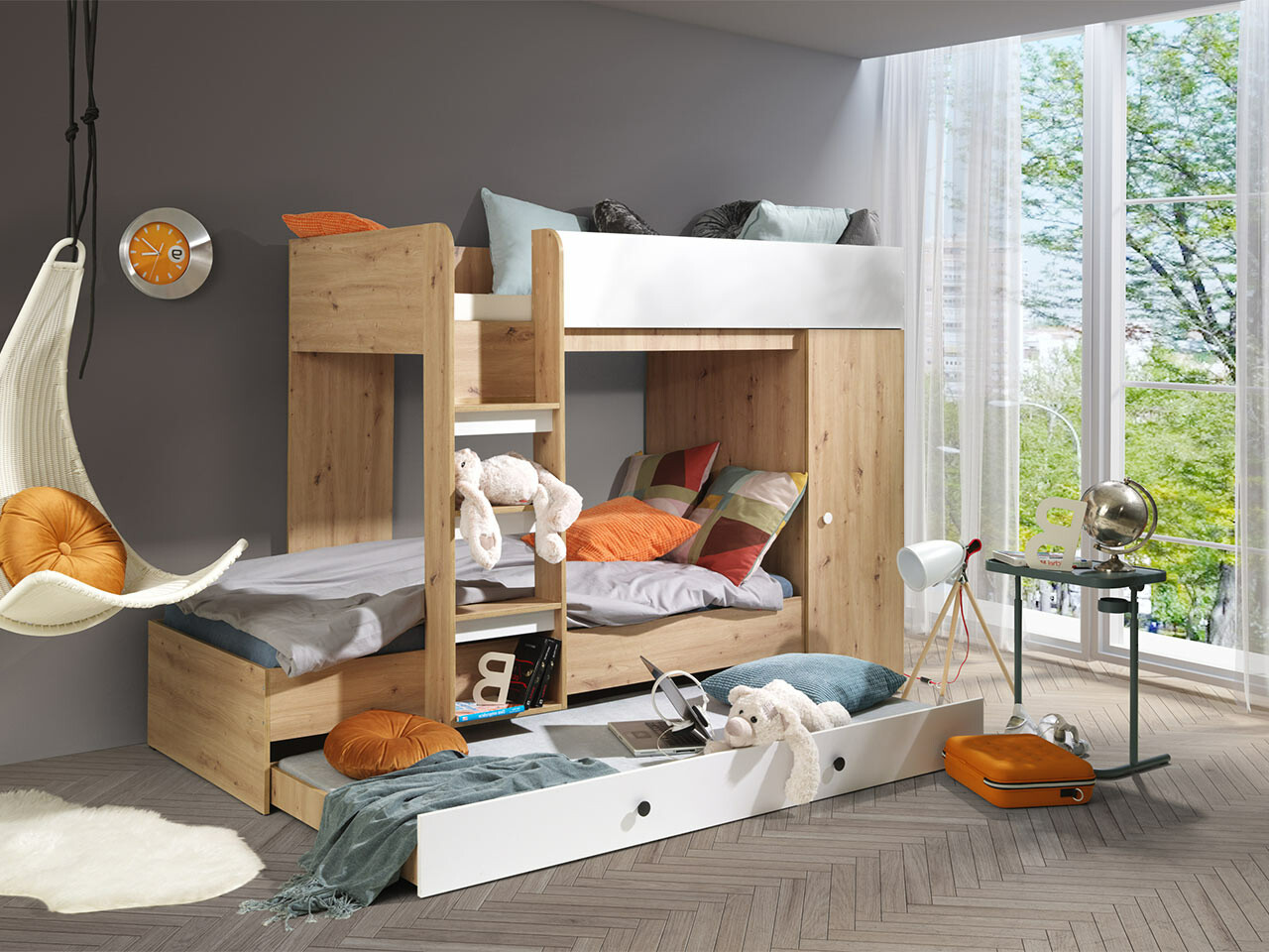 Etagenbett Hartford 360 (Artisan Eichenholzoptik + Weiss)