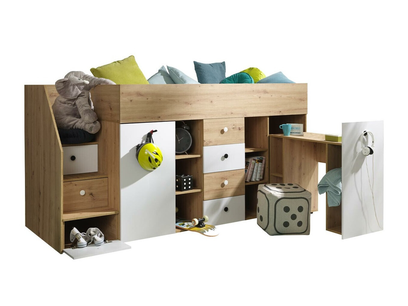 Hohes Bett Hartford 361 (Artisan-Eiche + Weiss)
