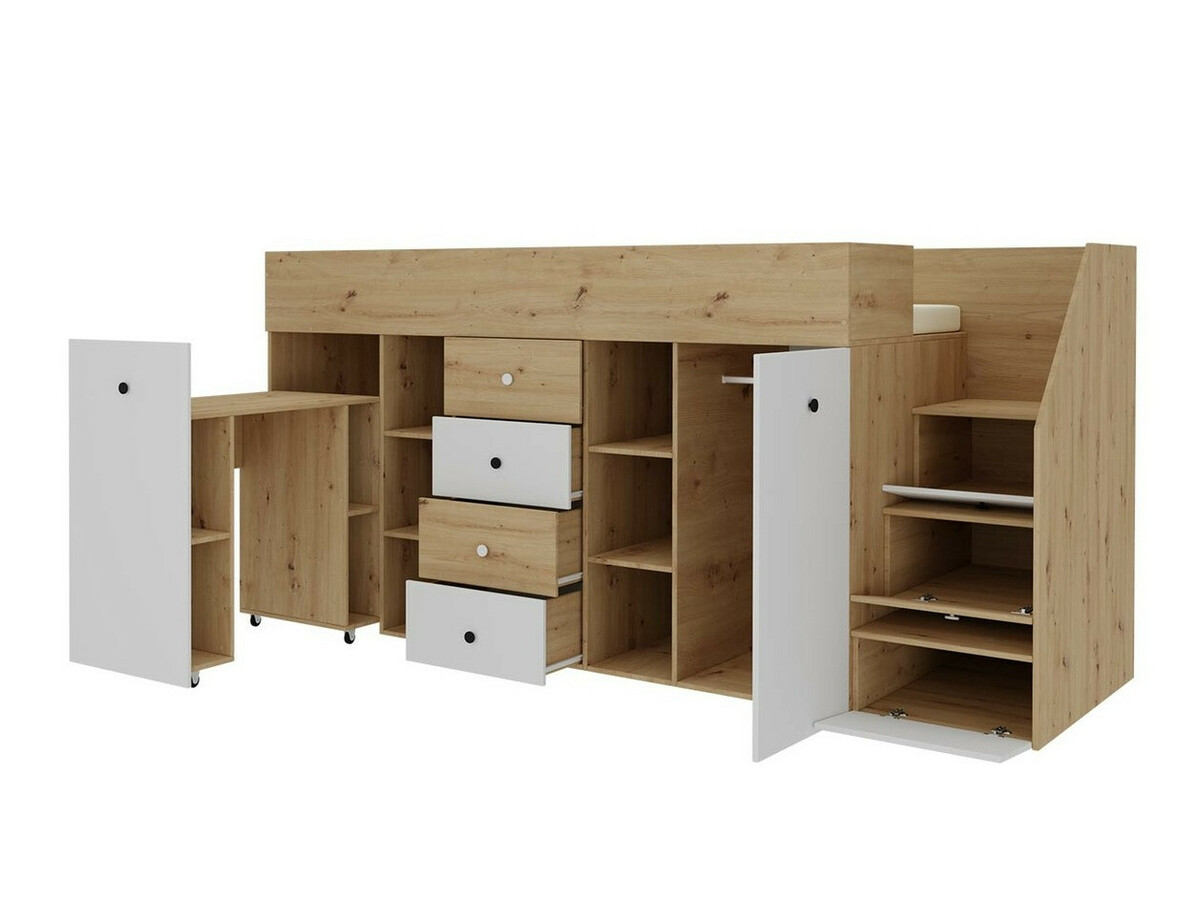 Hohes Bett Hartford 361 (Artisan-Eiche + Weiss)