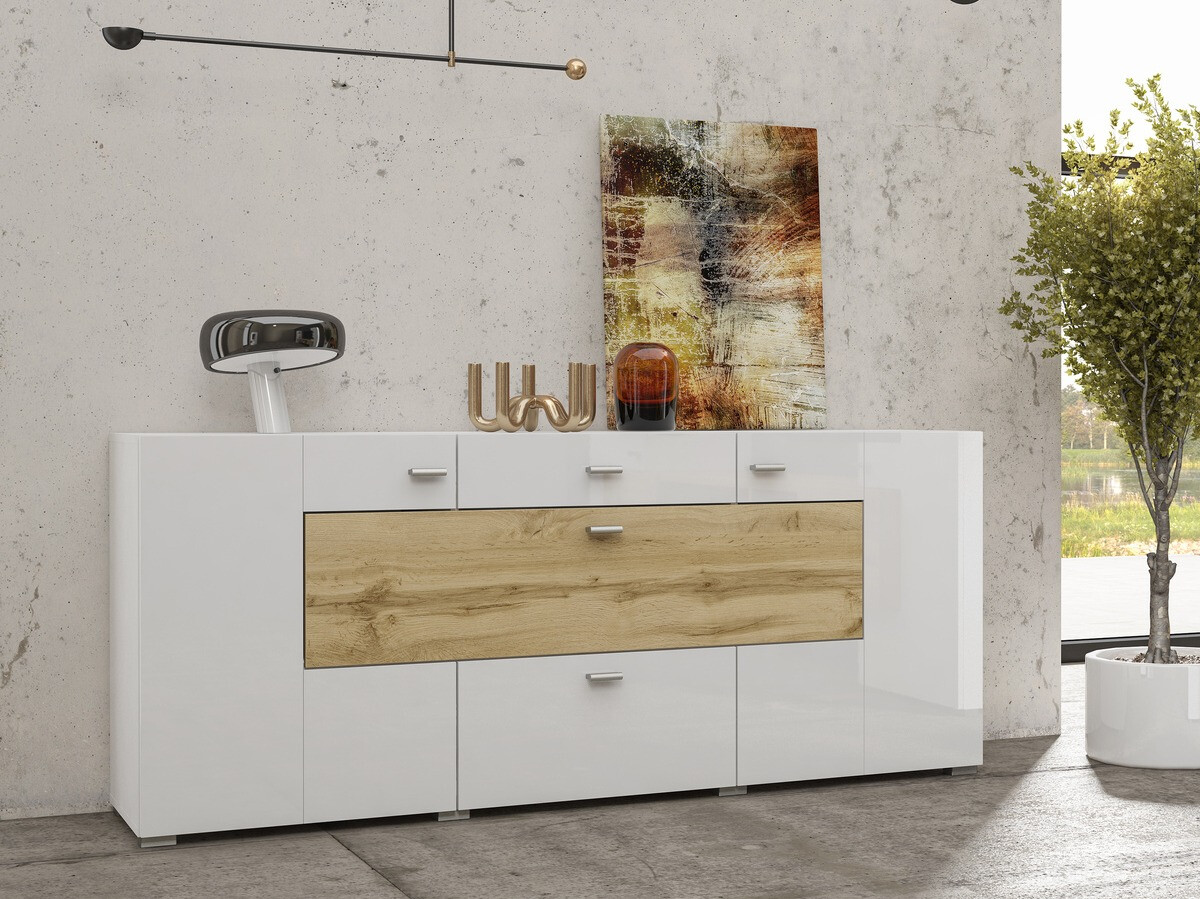 Kommoden Mondalo 104 (Wotan Eiche + Weiss glänzend)