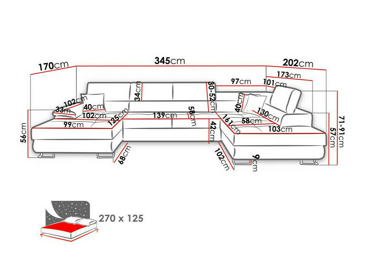 Ecksofa Comfivo Ruta IV (Kronos 09 + Paros 05)