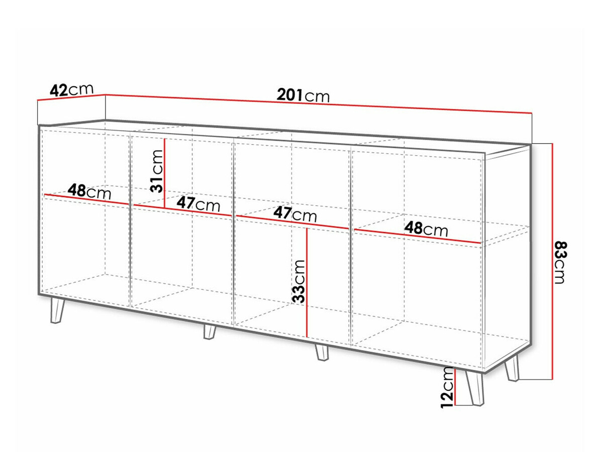 Sideboard Charlotte 180 (Schwarz + Craft eiche)