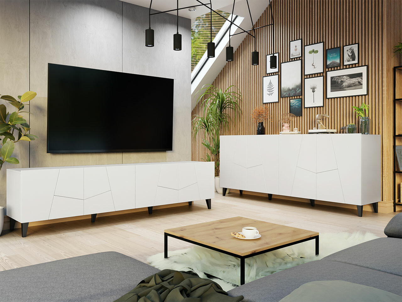 Wohnzimmer-Sets Charlotte 182 (Weiss + Schwarz)