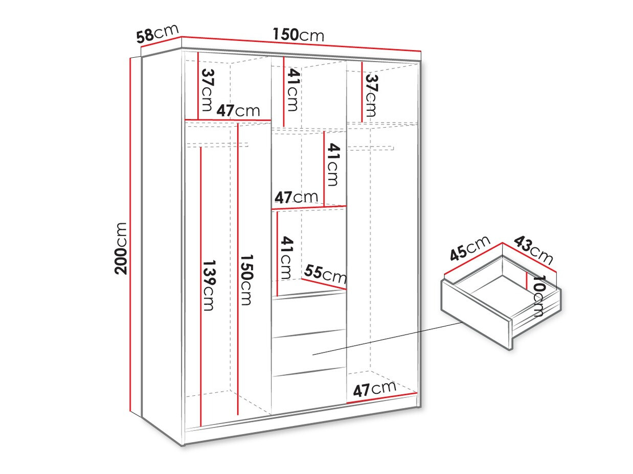 Kleiderschrank Enolevo 113 (Weiss)
