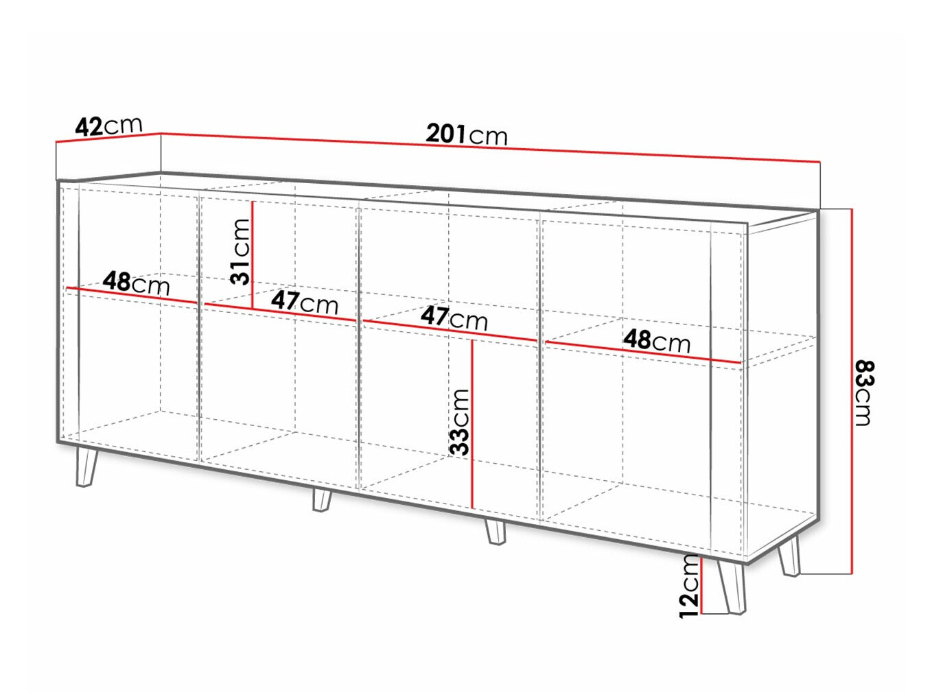 Sideboard Charlotte 183 (Weiss + Craft eiche)