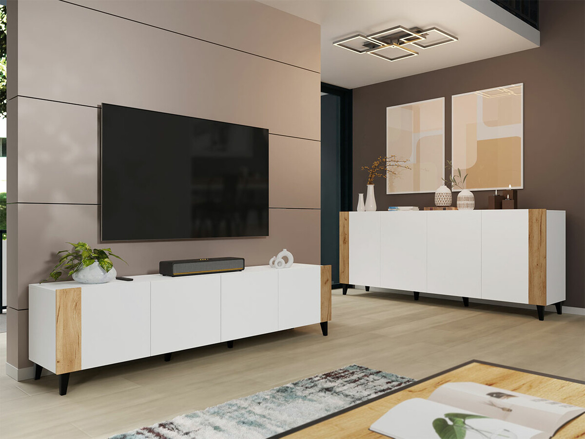 Sideboard Charlotte 183 (Weiss + Craft eiche)
