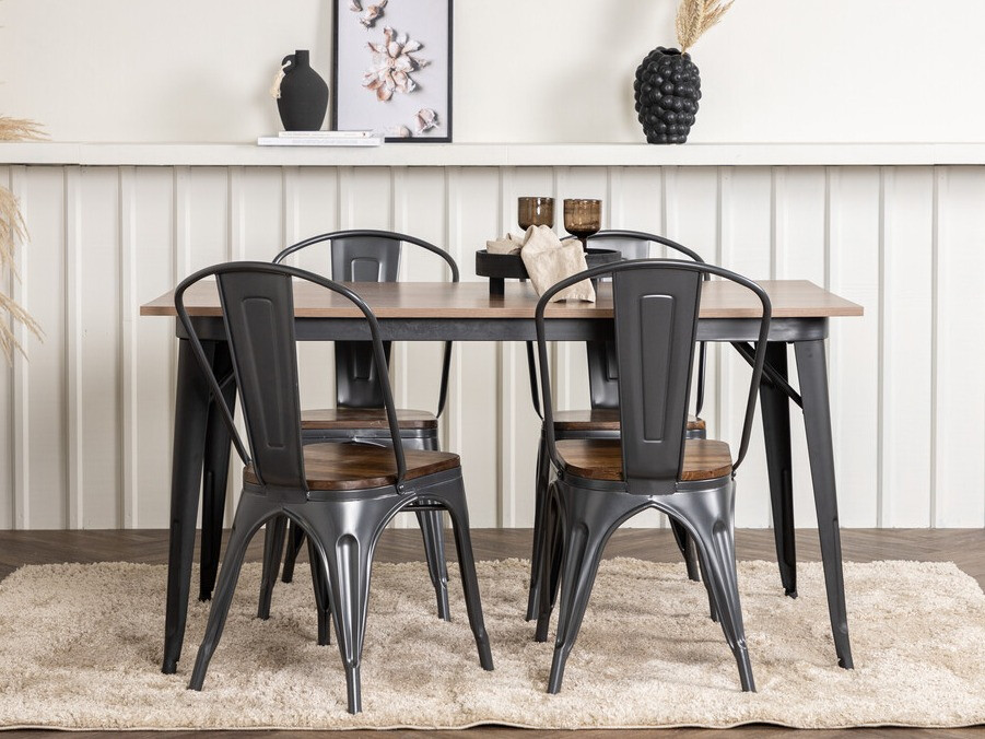 Essgruppe Dallas 3366 (Nussholzoptik + Dunkelgrau)