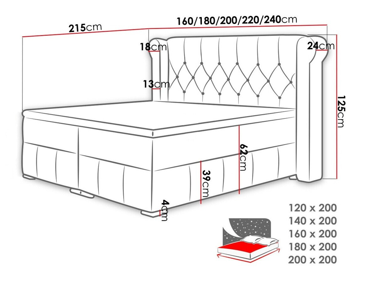 Boxspringbett Baltimore 132 (Magic Velvet 2217)