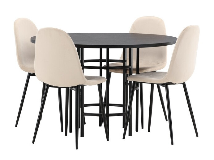 Essgruppe Dallas 3424 (Schwarz + Beige)