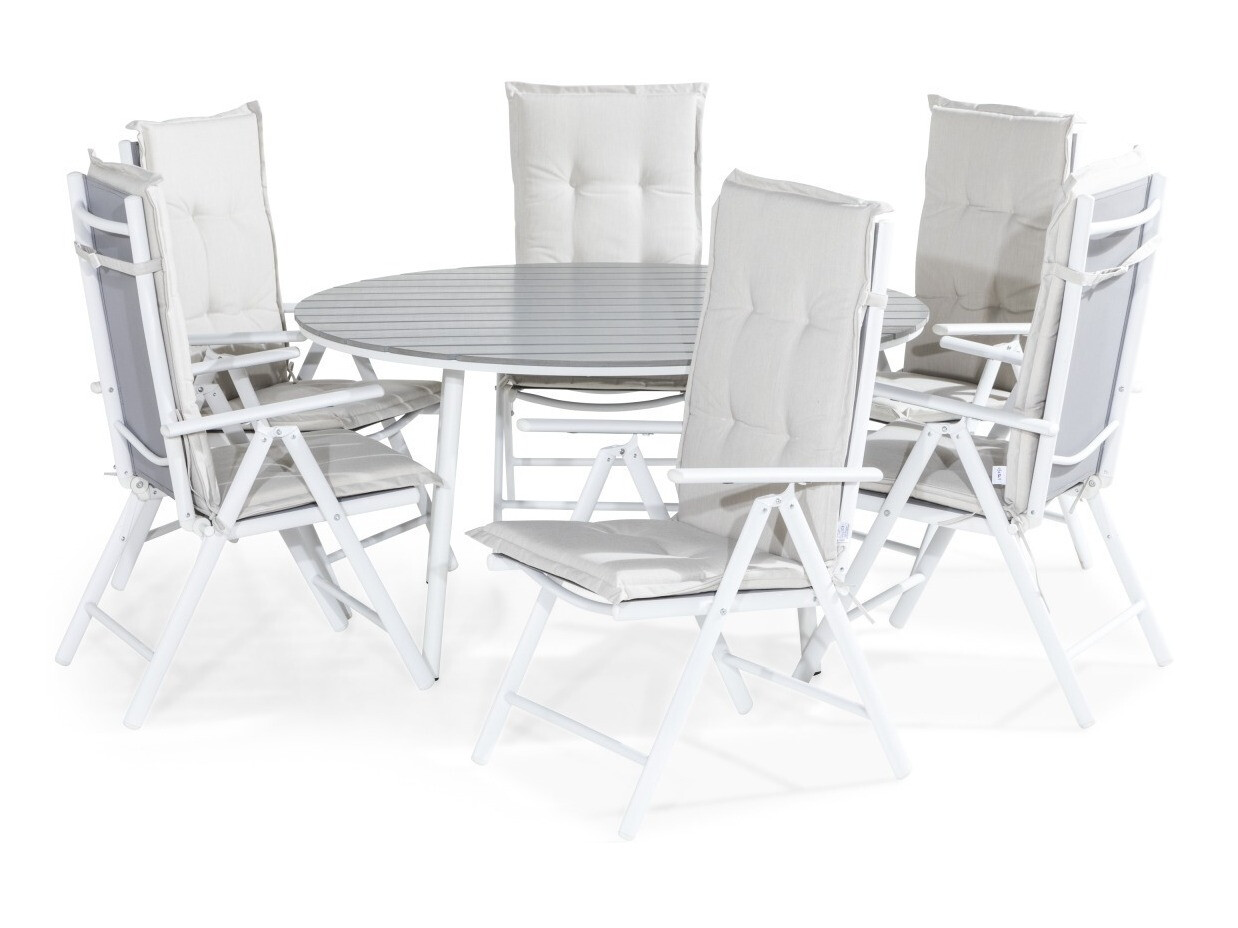 Tisch und Stühle Comfort Garden 1616 (Weiss + Grau)