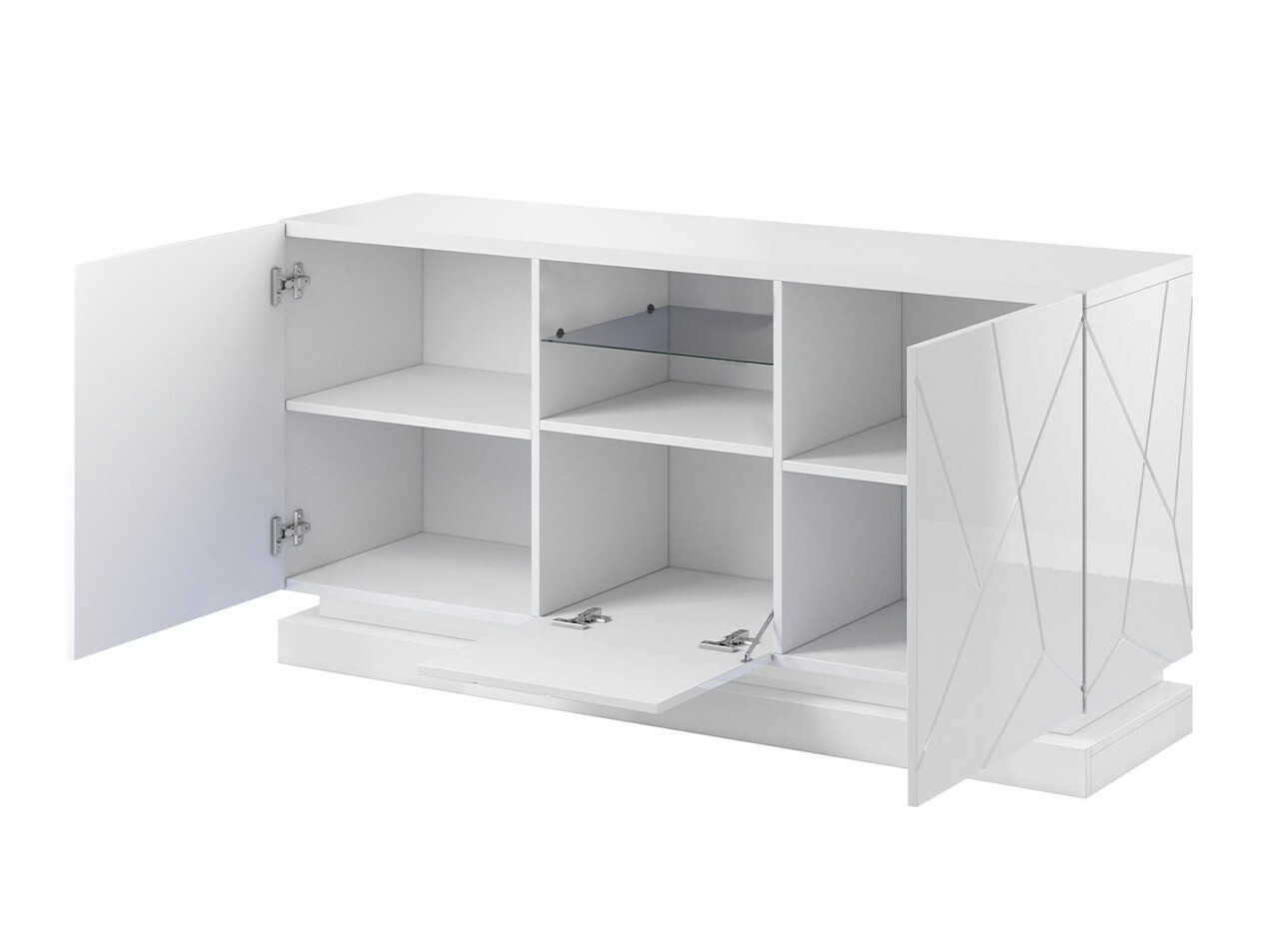 Sideboard Charlotte 186 (Schwarz + Schwarz glänzend)