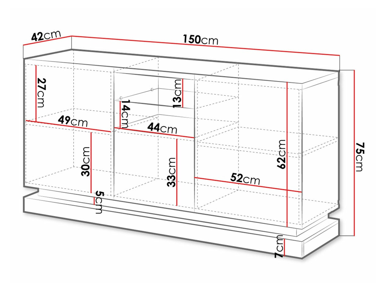 Sideboard Linar (Weiss + Weiss glänzend)