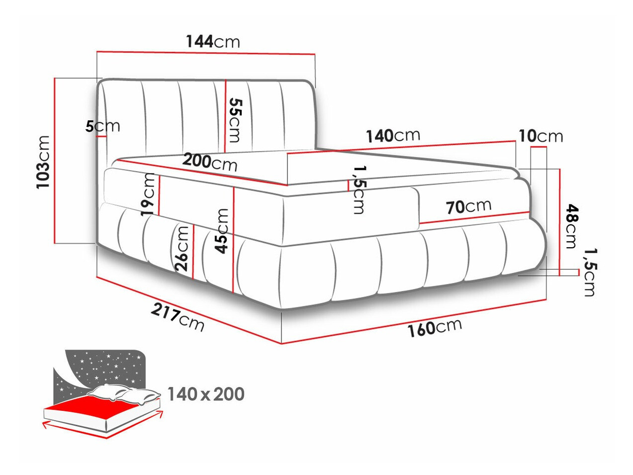 Boxspringbett Baltimore 152 (Kronos 22)