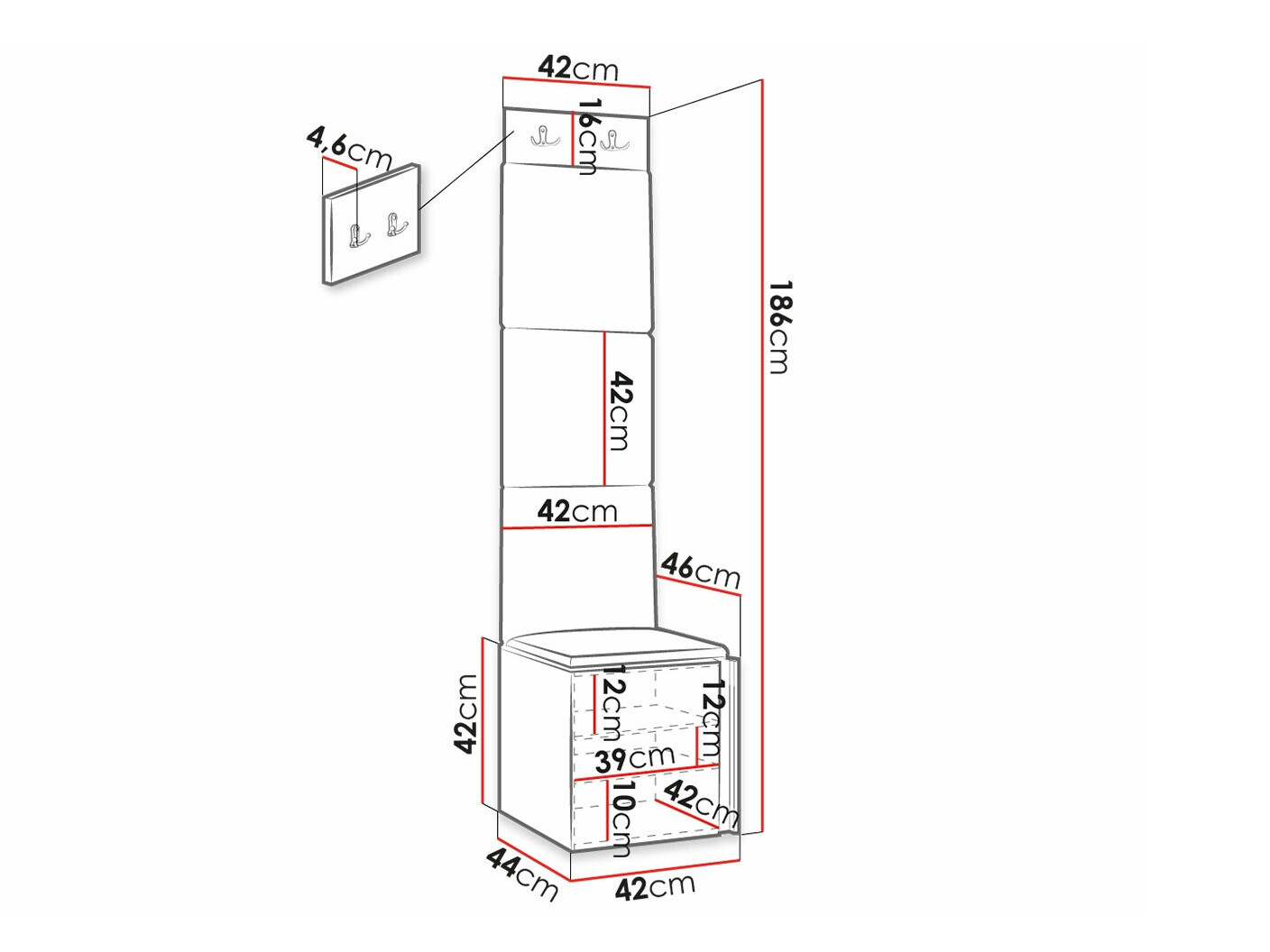 Flurgarnitur Hartford 378 (Schwarz)