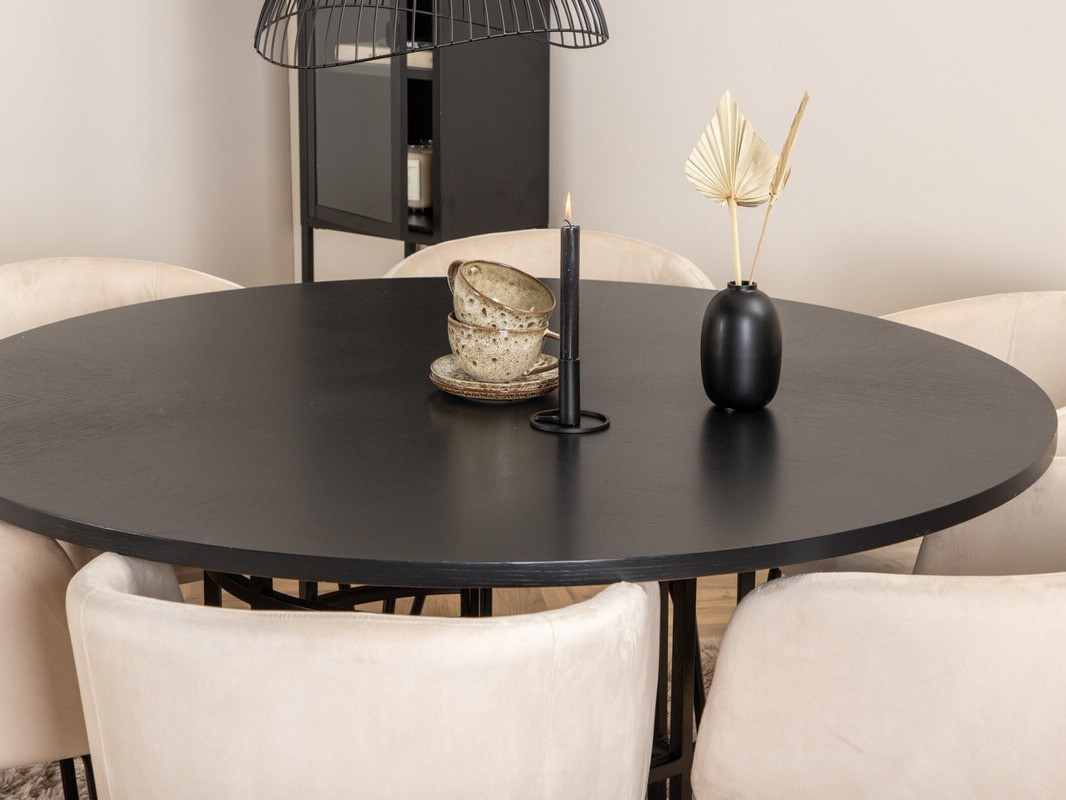 Essgruppe Dallas 2378 (Schwarz + Cremefarben)