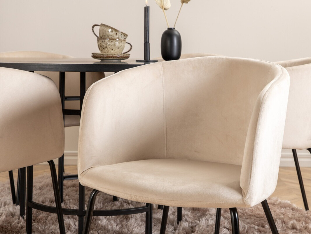 Essgruppe Dallas 2378 (Schwarz + Cremefarben)