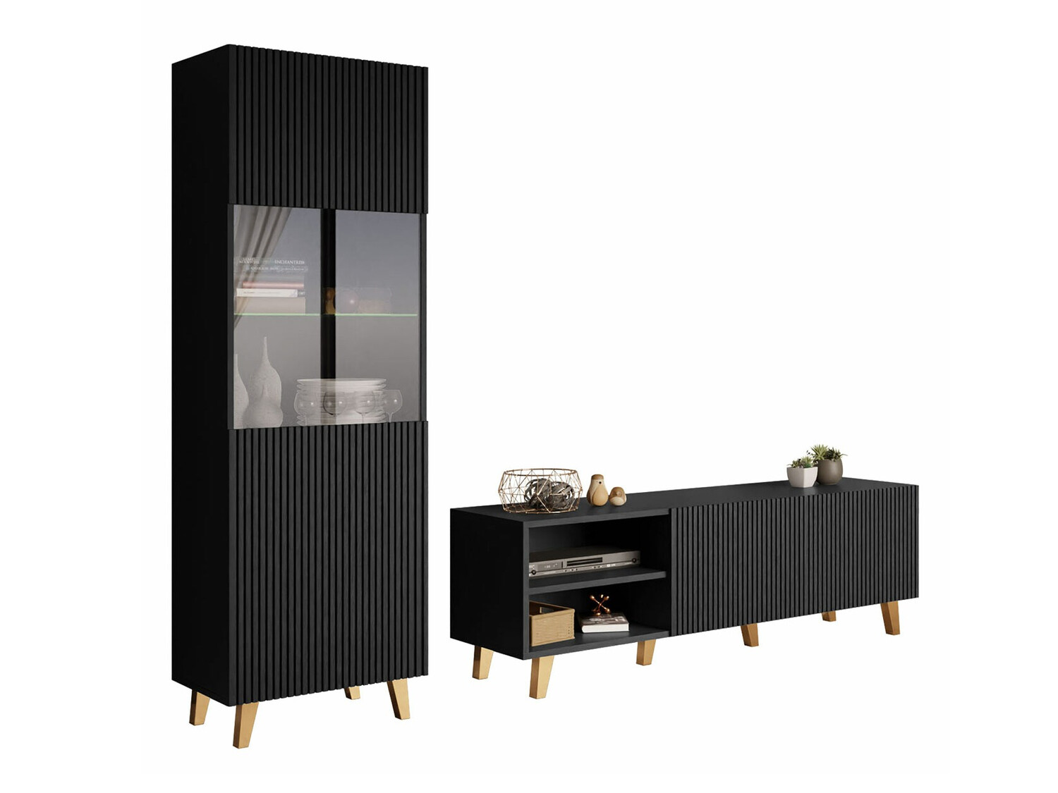 Wohnzimmer-Set Dicto I (Schwarz)