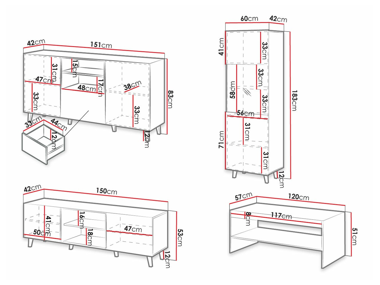 Wohnzimmer-Sets Dicto (Weiss)