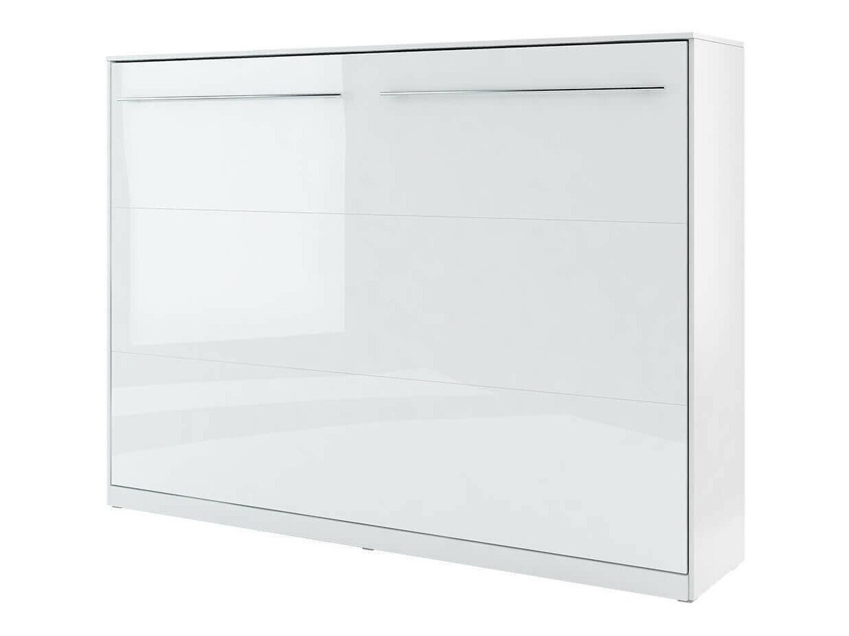 Schrankbett Concept Pro Lenart IV (Weiss + Weiss glänzend)