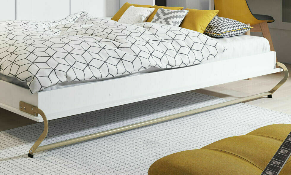 Schrankbett Concept Pro Lenart IV (Weiss + Weiss glänzend)