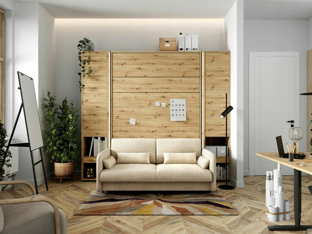 Schrankbett Concept Pro Lenart VII (Artisan Eichenholzoptik + Beige)