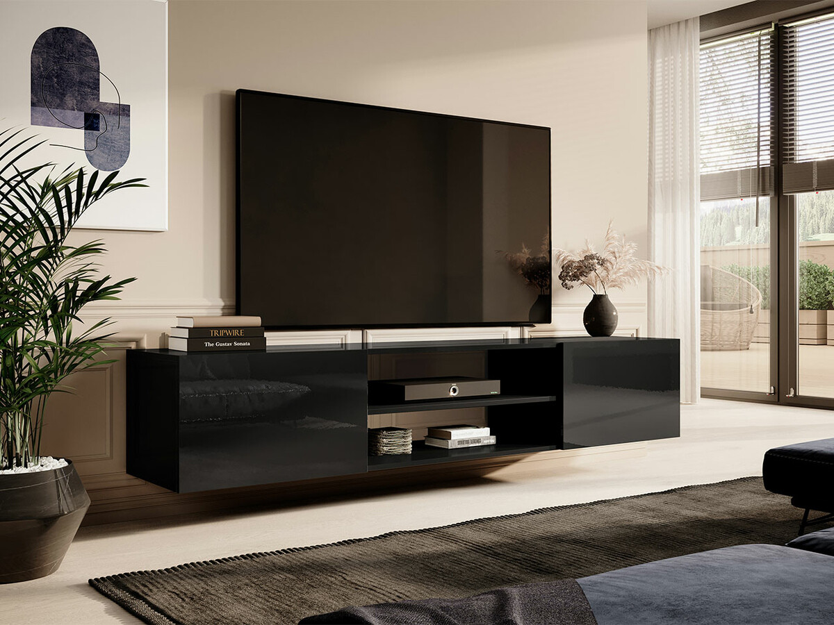 TV-Möbel Imago II (Schwarz + Schwarz glänzend)