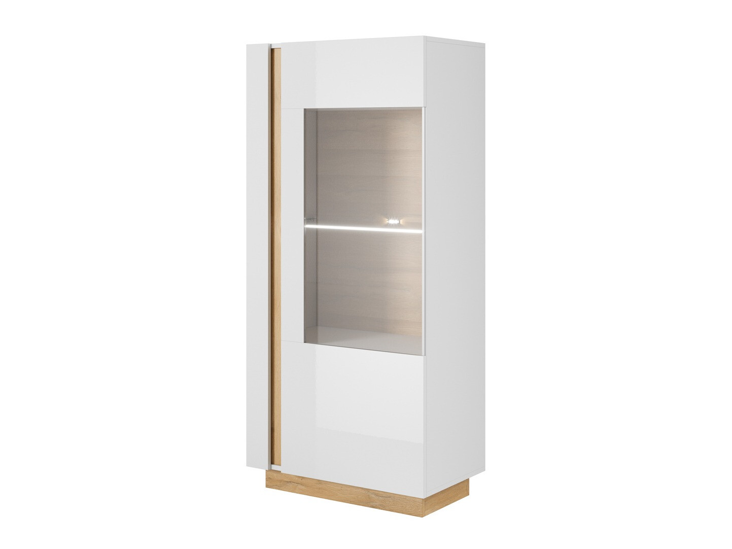 Regal Novbela 102 (Weiss + Weiss glänzend + Grandson Eichenholzoptik)