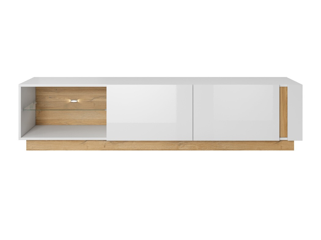 TV-Möbel Novbela 108 (Weiss + Weiss glänzend + Grandson-Eiche)