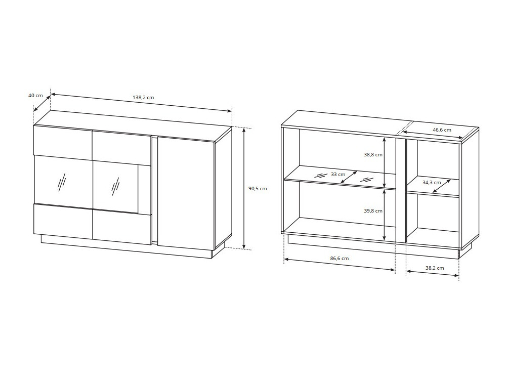 Wohnzimmer-Sets Novbela 113 (Weiss + Weiss glänzend + Grandson Eichenholzoptik)