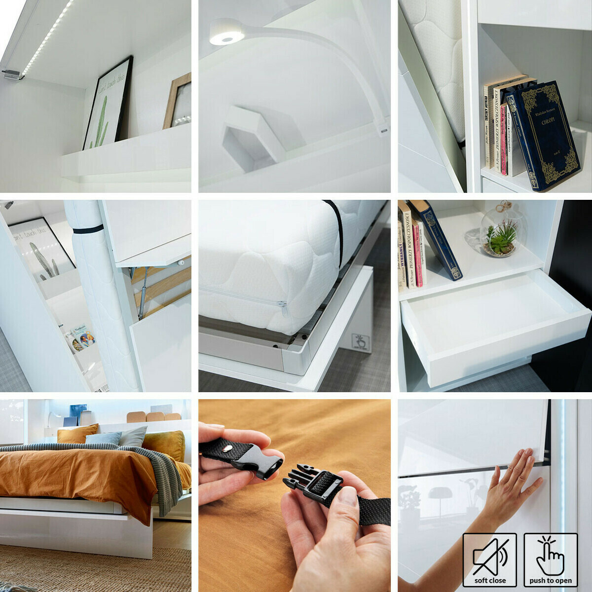 Schrankbett Concept Pro Lenart V (Weiss glänzend)