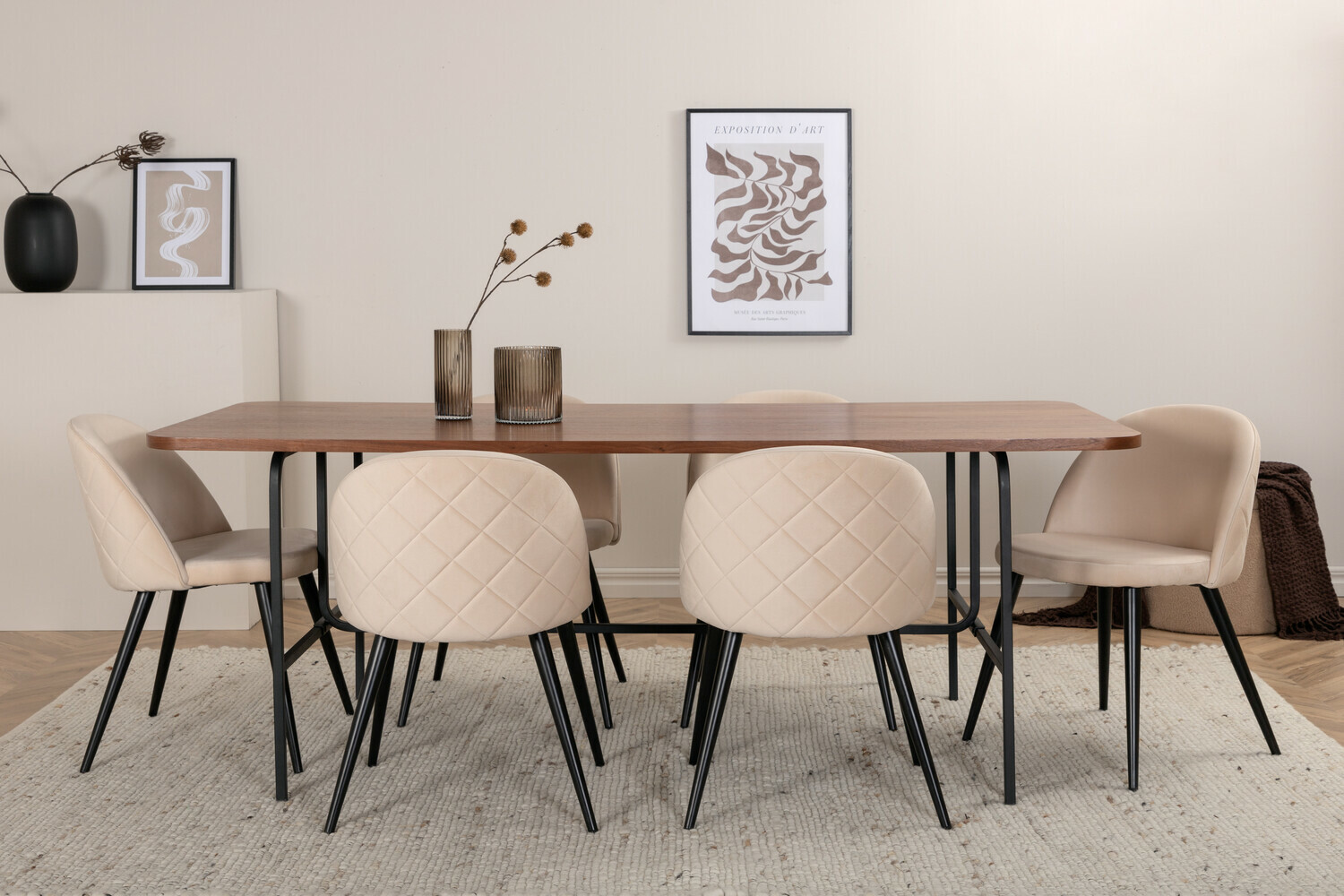 Essgruppe Dallas 2785 (Cremefarben + Schwarz)