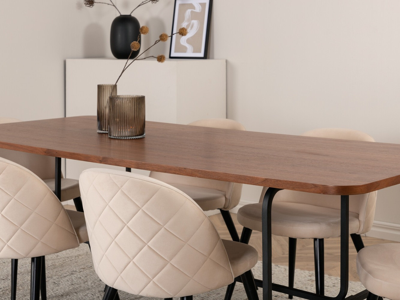 Essgruppe Dallas 2785 (Cremefarben + Schwarz)