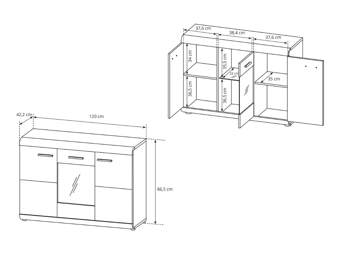 Sideboard Evarleve 100 (Sonoma-Eiche)