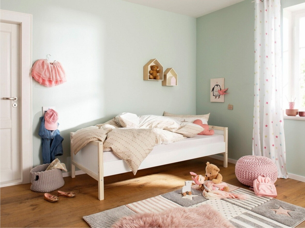 Bett Fenmele 102 (Weiss + Helles Holz)