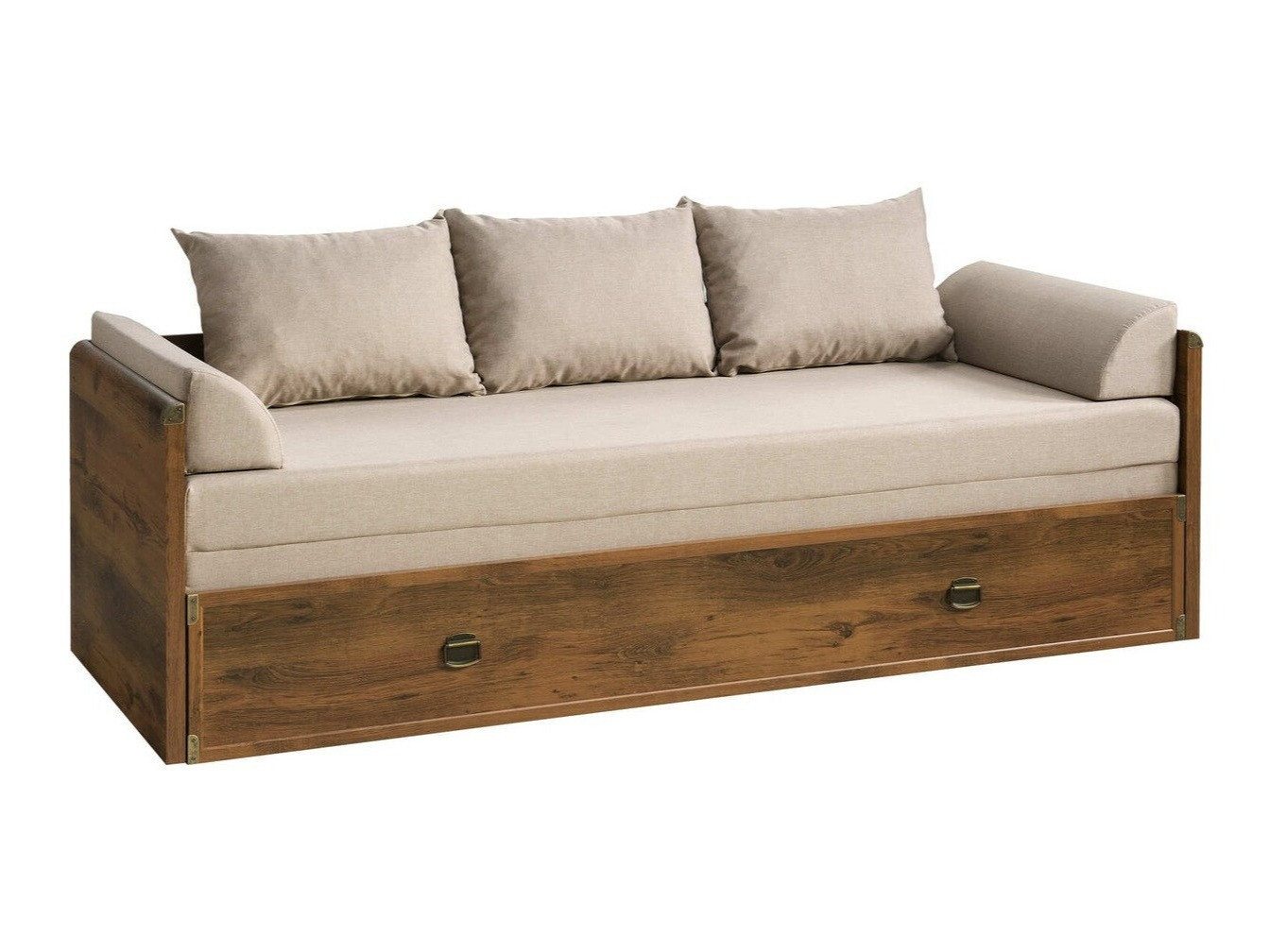 Bett Boston 630 (Eichenholzoptik + Beige)