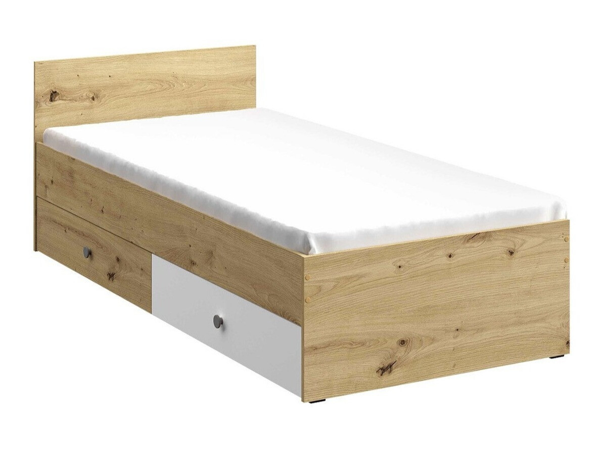 Bett Almira 113 (Artisan-Eiche + Weiss + Grau)
