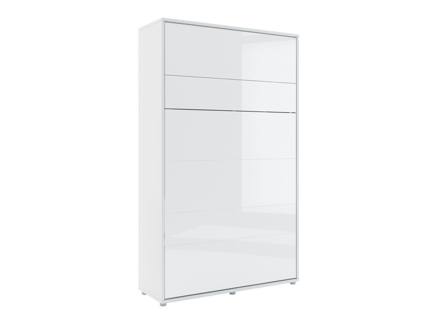 Schrankbett Concept Pro Lenart (Weiss + Weiss glänzend)