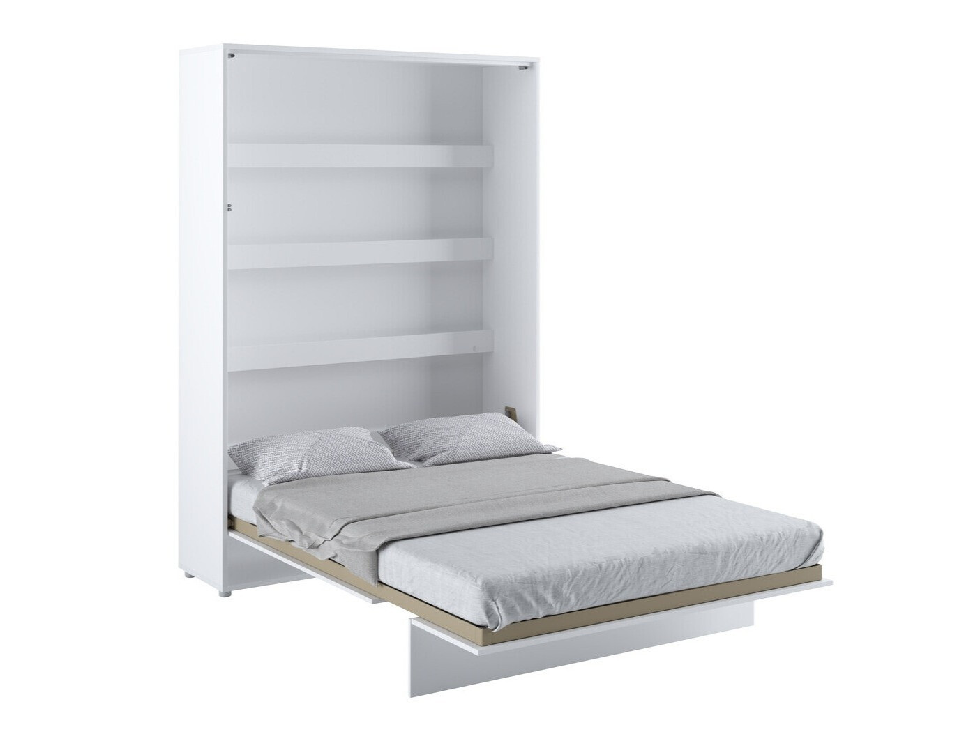 Schrankbett Concept Pro Lenart (Weiss + Weiss glänzend)